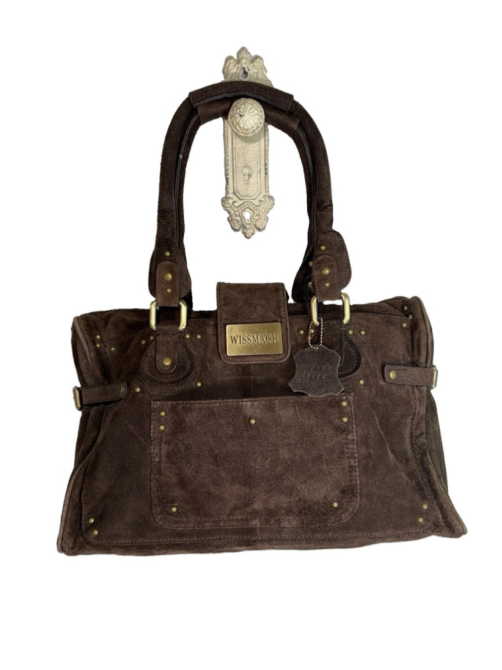 Wissmach western boho brown suede shoulder bag Italian leather